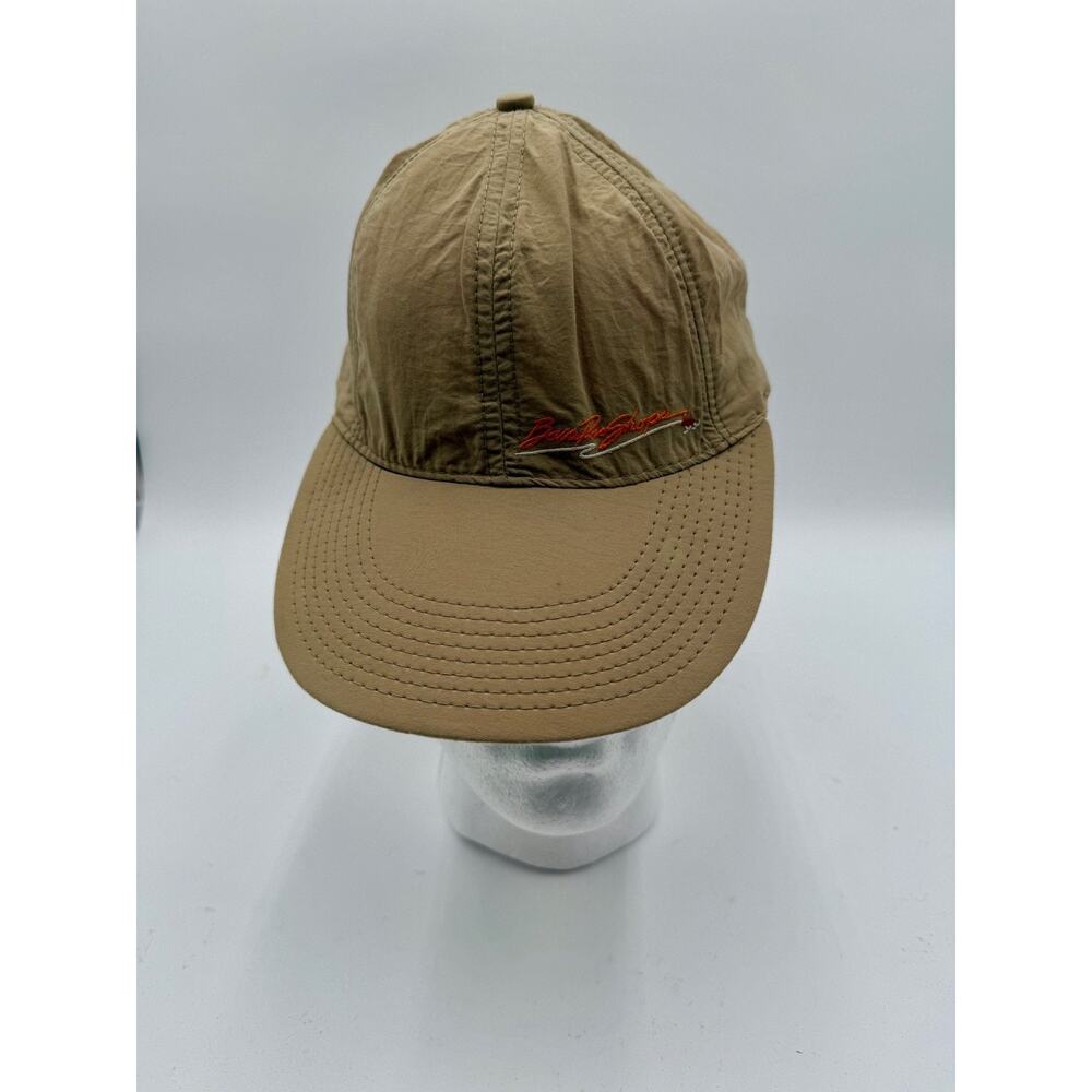 Vintage Bass Pro Shops Khaki Fishing Cap with Neck Flap Snapback Hat USA Made